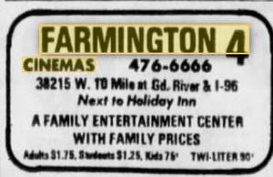 Farmington 4 Cinemas - JUNE 7 1973